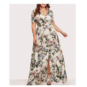 Floral Short Sleeve Button Down Maxi